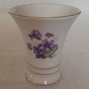 RARE VTG White Porcelain Bud Vase with Violets by Schumann